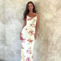 Sleeveless Floral Print Suspender Dress Women Fashion V-neck Slim Maxi Dresses 2023 Summer Chic Female Beach Party Club Robe. 