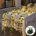 1pc 20 LED Green Leaf Fake Plants String Light Battery Powered Waterproof String Light For Wall House Room Office Birthday Decor. 