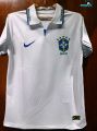 Brazil White Jersey with Collar, Half Sleeve Slim Fit. 