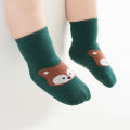 6 Pairs Kids Non-Slip Socks Cute Cartoon Fox and Bear Pattern Childrens Boys Girls Floor Socks Comfortable for Toddler.