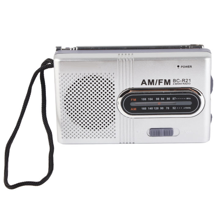 AM FM Radio Long 5W Speaker Lasting Portable Pocket Transistor Radio with Earphone Jack for Home Outdoor Silver Gray AM FM Radio