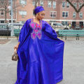 African Attire For Women Abaya Embroidery Plus Size Elegant Party Church Dress. 