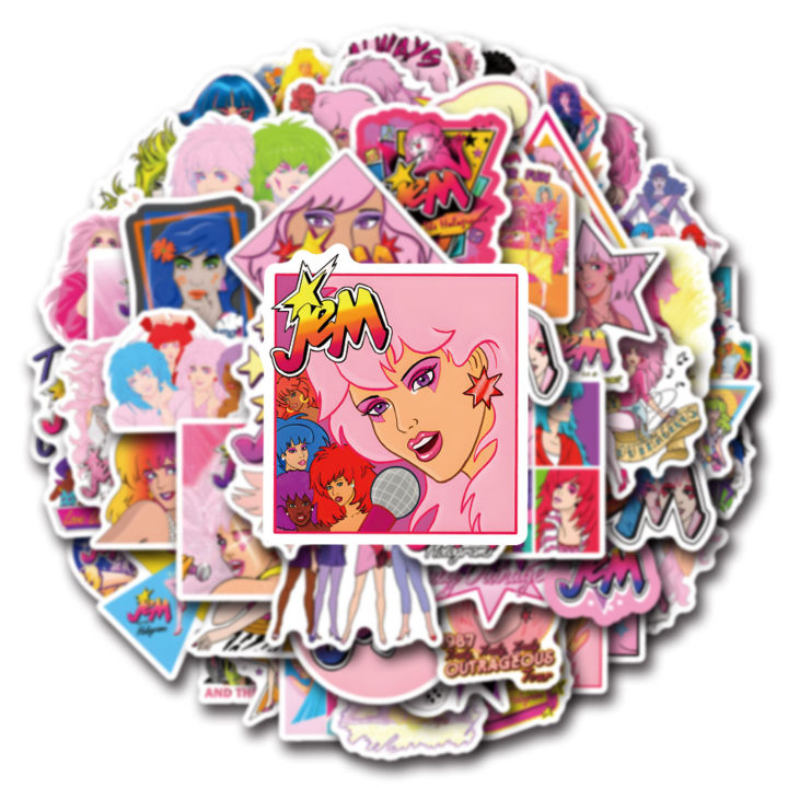 55Pcs%20Jem%20And%20The%20Holograms%20Stickers%20Jem%20DIY%20Stickers%20Scrapbooking%20Phone%20Luggage%20Skateboard%20Waterproof%20Decals%20-%20Image%203