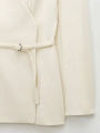 Women's Chic V-Neck Blazer Coat with Belt Long Sleeve Snap-Button Fashion Outerwear Top. 