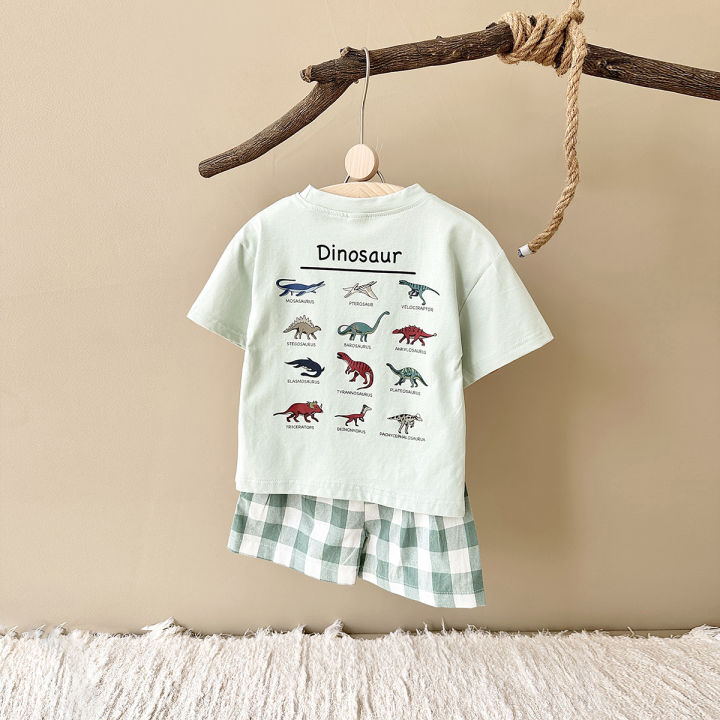 Summer%202Pcs%20Newborn%20Baby%20Boys%20Clothes%20Set%20Girls%20Suit%20Casual%20Dinosaur%20Printed%20T-shirt+Checkered%20Shorts%20Infant%20Toddler%20Outfit%200-3Y%20-%20Image%205