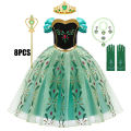 Full Printing Kids Cosplay Anna Princess Costume Fancy Birthday Carnival Party Prom Dress Toddler Role Play Clothing Outfits. 