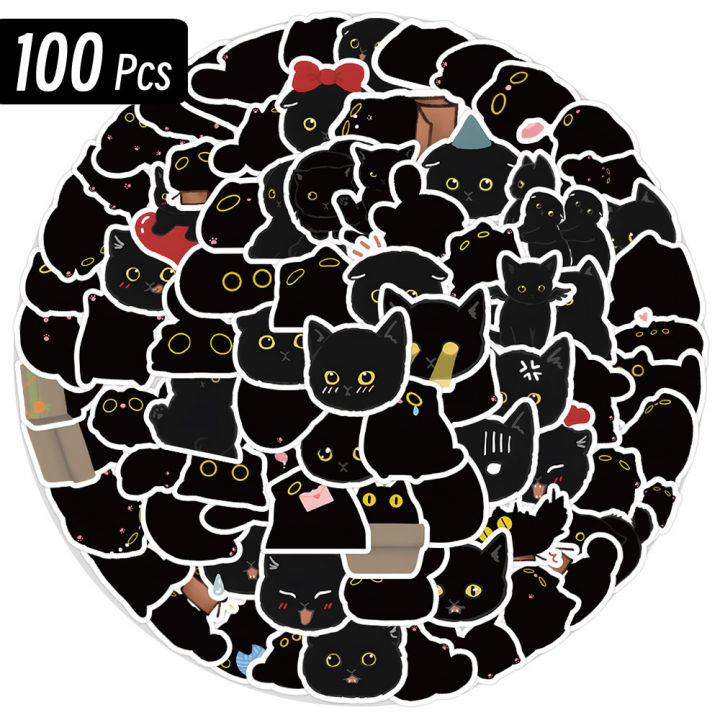 Kawaii Black Cats Meme Cute Stickers Pack Aesthetic Stationery Supplies ...