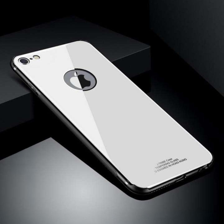 Luxury Glass Back Cover Case for iPhone 6 6s Black Slim Shockproof Smartphone Protection