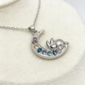 Zinc Alloy Sleeping Bunny Moon Necklace Gradient Colorful Faux Crystal Cute  for Women Girls. 