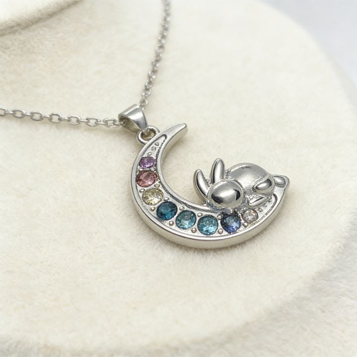 Zinc%20Alloy%20Sleeping%20Bunny%20Moon%20Necklace%20Gradient%20Colorful%20Faux%20Crystal%20Cute%20%20for%20Women%20Girls%20-%20Image%204