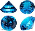 Blue Crystal Glass Diamond Paperweight 4" Diameter (100mm).
