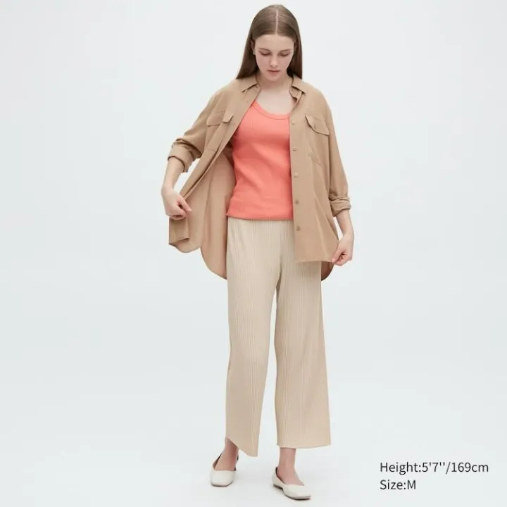 Uniqlo women pleated straight pants/pleated long pants