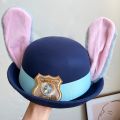 Sheriff Hat With Bendable Bunny Ear Movie Cosplay Costume Accessory Halloween Costume Party Anime Rabbit Police Officer Headwear.