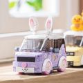 Rabbit Car Building Block Set DIY Cartoon Car Model Assembly Bricks Children's Toy  Suitable for Home Decoration Ornaments. 