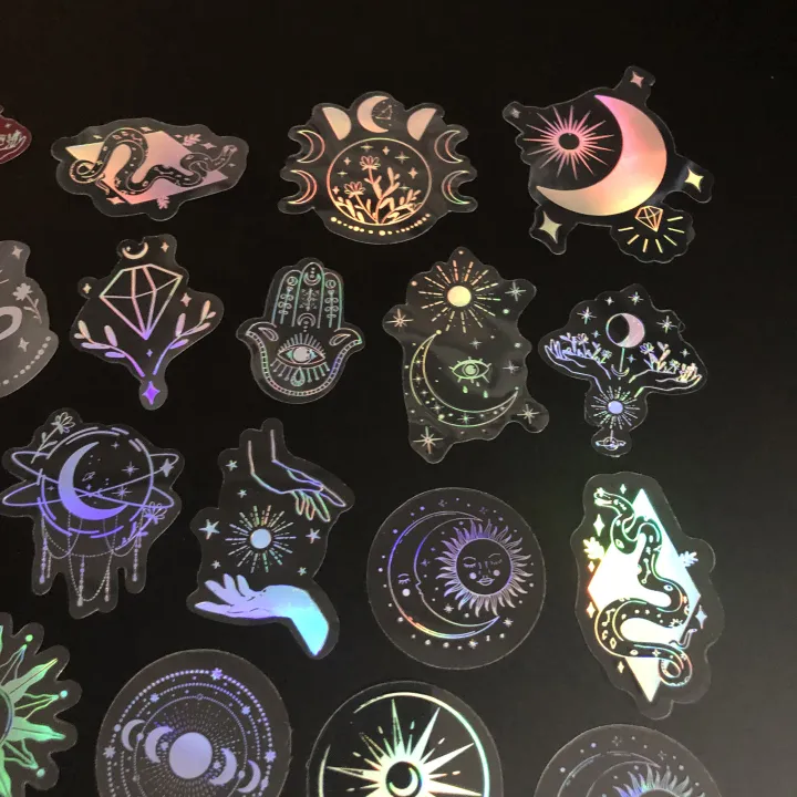 50pcs%20Holographic%20Glitter%20Stickers%20PET%20Transparent%20Shiny%20Waterproof%20Decorative%20Decals%20-%20Image%206