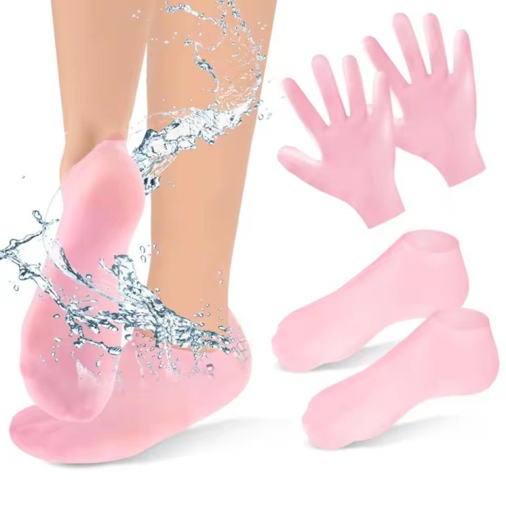 Spa Silicone Socks Gloves Moisturizing Gel Sock Exfoliating Preventing Dryness Cracked Dead Skin Remove Protector Foot Hand Care freshfeet