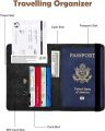 New Premium Pu Leather Waterproof Passport Travel Wallet To Carry And Secure Passport Book Boarding Pass Plane Ticket Cash Sim Cards  Bank Cards Boarding Pass Vaccines Card  For Men and Women With Dual Security protection Elastic Band-11.2'×1.5'*15'. 