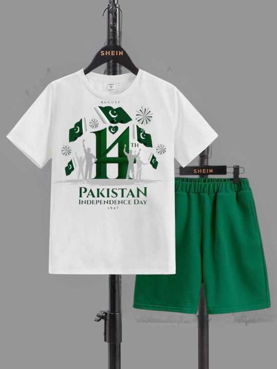 14 August Dress For Baby Boy Independence Day Dress Green And White Dress For Baby Boy