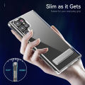 Clear Mobile Phone Case with Metal Kickstand for Samsung Galaxy S25 S24 S23 Ultra Plus 22 S24 Stand Cases Shockproof Back Cover.