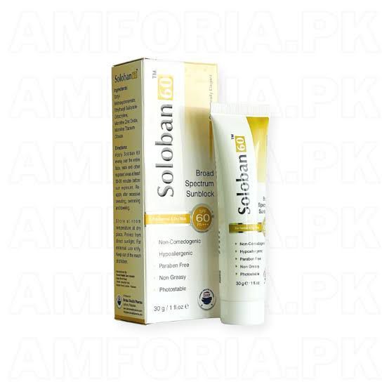 Soloban Sunblock SPF-60 PA+++ 30gm - 100% Authentic
