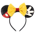 Disney Mickey Black Mouse Ears Headband For Girls Women Sequins 5"Bow Party Hairband Festival DIY Hair Accessories Femme.