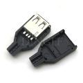10pcs Type A Male Female USB 4 Pin Plug Socket Connector With Black Plastic Cover Type-A DIY Kits. 