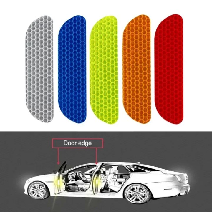 4 PCs Car Door Sticker Safety Opening Warning Reflector Tape Decal Auto ...
