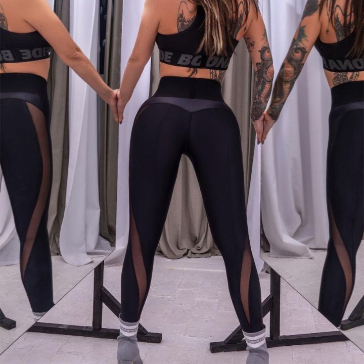 Sports%20Running%20Fitness%20Pants%20Mesh%20Breathable%20Splicing%20Cropped%20Pants%20High%20Waist%20Slim%20Fit%20Hip%20Lifting%20Yoga%20Pants%20Women%20Leggings%20-%20Image%202
