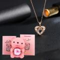 Heart 100 Languages Projection Pendant Necklaces With Cute Bear Rose Flower Gift Box 2024 New Festival Gifts Romantic Jewelry. 