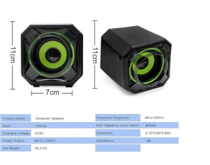 Computer Speakers PC Sound Box HIFI Stereo Microphone USB Wired A-8  For Desktop Computer And LED