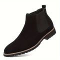 Men's Fashionable Frosted round Toe Mid-Top Chelsea Boots Slip-On Casual Boot Style.