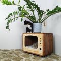 Old tv cat bed, Wooden cat house, Cat cube house tv cat bed, Modern cat house, Vintage tv cat bed Cat house indoor, Cat gift ideas cat house. 