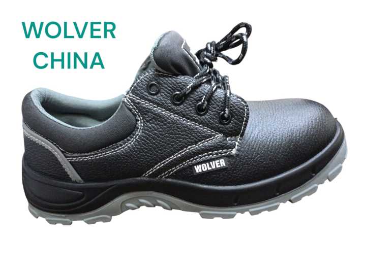 Wolver Men's Leather Safety Shoe Non-Slip for Industrial Work Boot Waterproof Steel Toe Footwear Indestructible Construction Slip Resistant Shoes (Black)