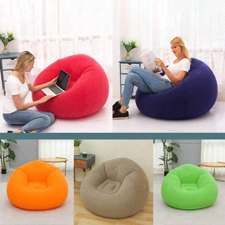 1pc Inflatable Single Sofa, Ball Shaped Bean Bag Chair, Indoor/Outdoor Living Room Bedroom Relaxing Bench, Slouchy Inflatable