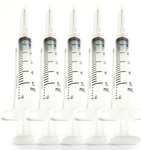 Pack of 5-syringe and needle for refill ink or other liquid