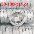 50-100pcs/lot USB Cable For Iphone 11 12 13 14 Xs Max Xr X 8 7 6 Plus 6s 5 Se Charging Cables Mobile Phone Charger Cord. 