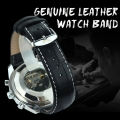 Men's Luxury Pilot Watch - Automatic Mechanical Movement, 24-Hour Display, Faux Leather Strap - Perfect for Business or Casual Wear.