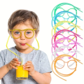 1/8pcs Funny Straw Glasses Soft PVC Glasses Flexible Drinking Straws Kids Party Supplies Bar Supplies Creativity Toy Kids.