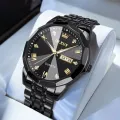 Olives Top Brand Luxury Man Wristwatch Waterproof Luminous Date Week Men Watches Stainless Steel Quartz Men's Watch. 