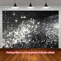 Sparkling Starry Night Polyester Party Banner - Dazzling black and white disco ball design, suitable for birthdays, weddings. 