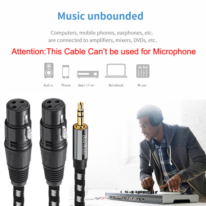 Bochara%20Braided%203.5mm%20TRS%20to%20Dual%20XLR%20Female%20OFC%20Audio%20Cable%20Foil+Braided%20Shielded%20For%20Speakers%20Mixers%20-%20Image%205