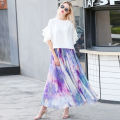Summer Chiffon Leopard Print Holiday Bohemia Maxi Skirt Vacation Beach Korean Elastic Waist Long Skirts For Woman boho. 