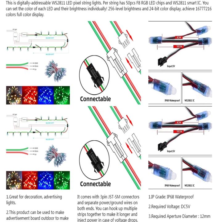 50pcs/lot%2012mm%20DC5V%2012V%20addressable%20Led%20module%20WS2811%20IC%20Digital%20Waterproof%20LED%20Pixel%20Light%20For%20letter%20display%20Lamp%20string%20-%20Image%205