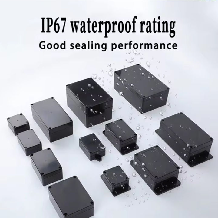 Electrical Flame-Retardant Waterproof Box, Outdoor Sealed Distribution Box, Black Waterproof Plastic Junction Box