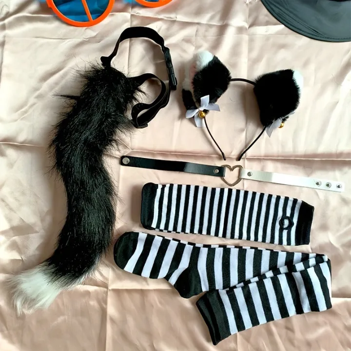 Role%20playing%20costume%20set%20with%20black%20and%20white%20stripes,%20furry%20tail,%20gloves%20and%20socks,%20acting%20props%20for%20Halloween%20-%20Image%204