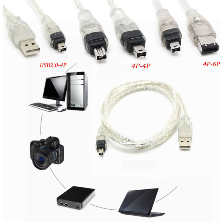 Firewire Peripherals High-Speed Firewire Cable for DV Cameras USB 2.0 to 4Pin 6Pin 4Pin ...