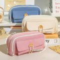 Cute And Convenient Canvas Pencil Case Large Opening Capacity for Student Supplies Cosmetics Travel Handbag 1pc. 