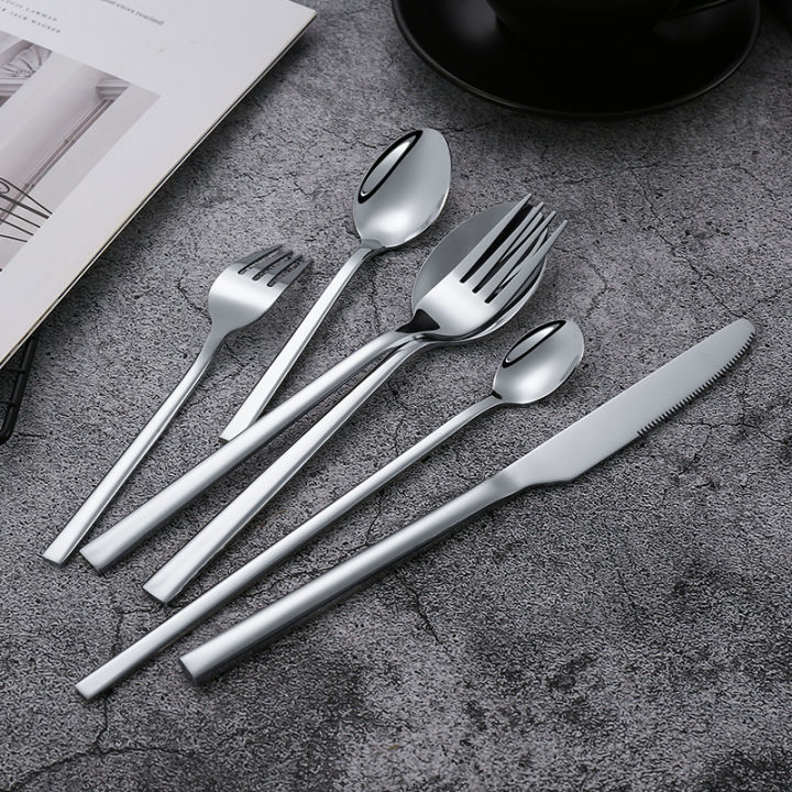 Western%20Tableware%20Black%20Dinnerware%20Set%206%20Pieces%20Cutlery%20Set%20Stainless%20Steel%20Knife%20Fork%20IceTea%20Spoon%20Party%20Classic%20Silverware%20Set%20-%20Image%204