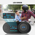 FreedConn Bluetooth Motorcycle Intercom Helmet Headset Wireless Motorbike Head Interphone LCD Screen FM Earphone. 