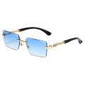 Fashion Rimless Sunglasses UV400 Rectangle Women Men Shades Hiking Square Sun Glasses Female Male Beach Vacation Travel Eyewear.